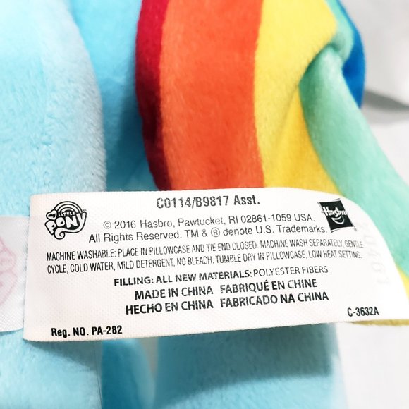 Rainbow Dash Pegasus My Little Pony Ty Plush Stuffed Animal 13" 2016 Blue Hasbro - Picture 9 of 9